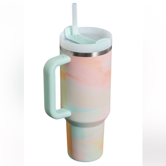 💜NIB Stanley 40 oz Quencher 2.0 Flowstate Tumbler Warm Serene Brushstrokes LTD - Picture 2 of 9